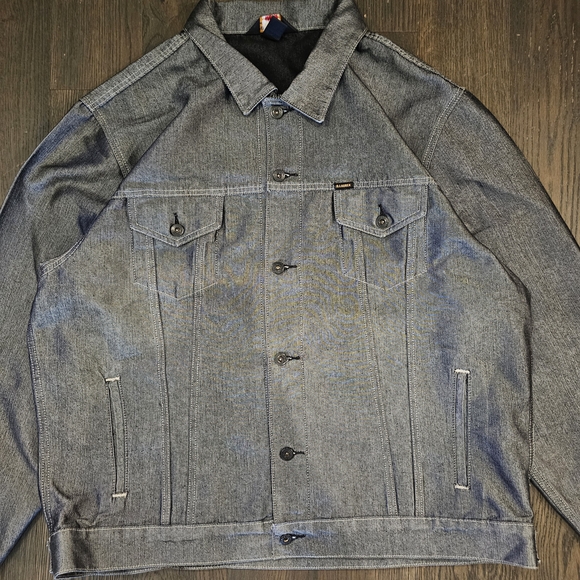 Vintage Ralph Lauren Polo Jeans Co Denim Jacket Shiny Metallic Silver Men’s XL